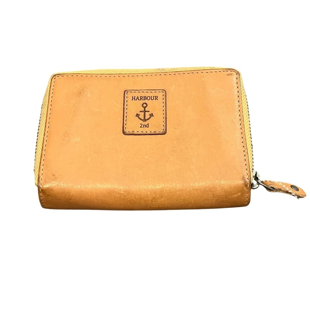 Harbour 2nd Wallet Womens OS Tan Leather Woven Zip Bifold Anchor Logo